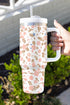 Large Floral Print Stainless Steel Travel Drinkware Tumbler