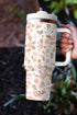 Large Floral Print Stainless Steel Travel Drinkware Tumbler