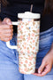 Large Floral Print Stainless Steel Travel Drinkware Tumbler