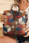 Large Geometric Panel Convertible Soft Faux Leather Backpack