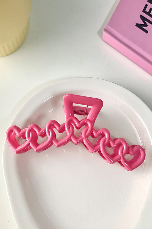 Large Heart Shaped Glossy Finish Plastic Hair Claw