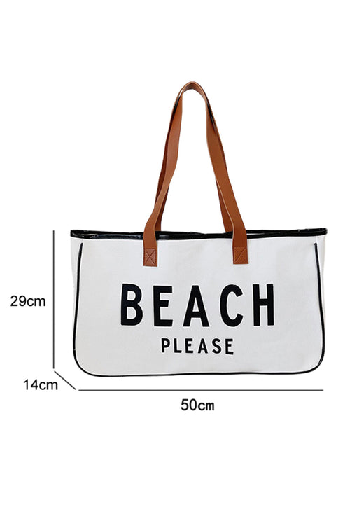 Large Letter Print Canvas Open Top Tote Bag