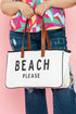 Large Letter Print Canvas Open Top Tote Bag