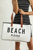 Large Letter Print Canvas Open Top Tote Bag