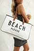 Large Letter Print Canvas Open Top Tote Bag