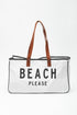 Large Letter Print Canvas Open Top Tote Bag