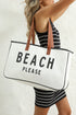 Large Letter Print Canvas Open Top Tote Bag