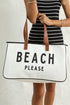 Large Letter Print Canvas Open Top Tote Bag