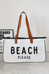 Large Letter Print Canvas Open Top Tote Bag