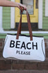 Large Letter Print Canvas Open Top Tote Bag