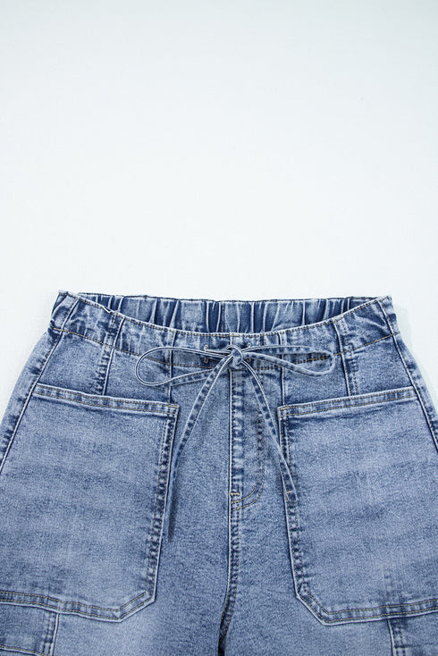 Large Patch Pocket Drawstring Paperbag Waist Barrel Jeans