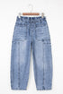 Large Patch Pocket Drawstring Paperbag Waist Barrel Jeans