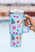 Large Patterned Alloy Travel Cup With Handle Tumbler