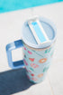 Large Patterned Alloy Travel Cup With Handle Tumbler