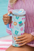 Large Patterned Alloy Travel Cup With Handle Tumbler