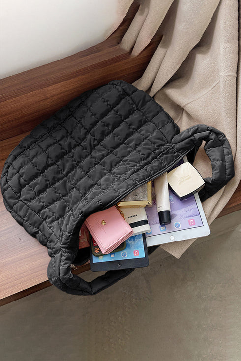 Large Quilted Texture Puffer Style Shoulder Bag