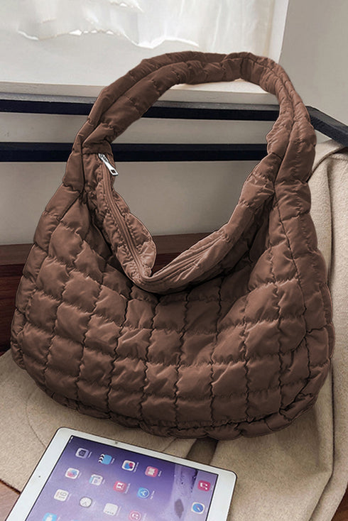 Large Quilted Texture Puffer Style Shoulder Bag