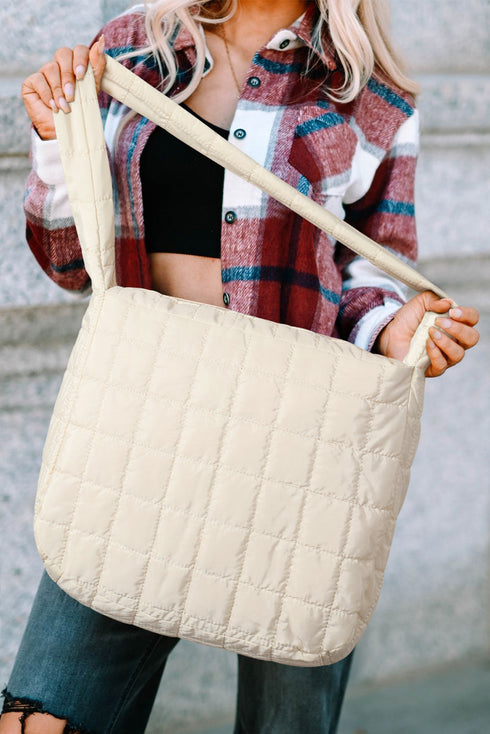 Large Quilted Texture Puffer Style Shoulder Bag