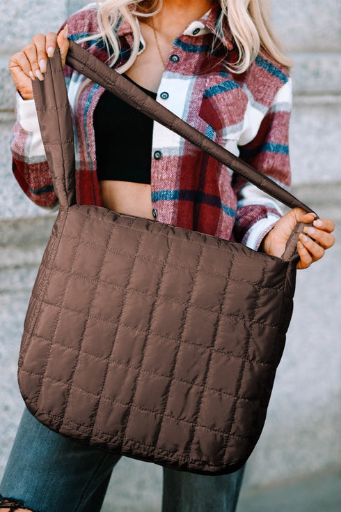 Large Quilted Texture Puffer Style Shoulder Bag
