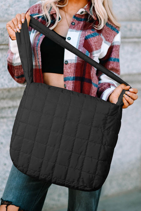 Large Quilted Texture Puffer Style Shoulder Bag