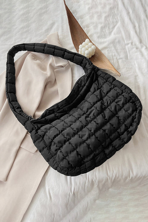 Large Quilted Texture Puffer Style Shoulder Bag