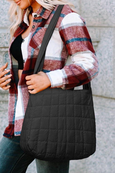 Large Quilted Texture Puffer Style Shoulder Bag