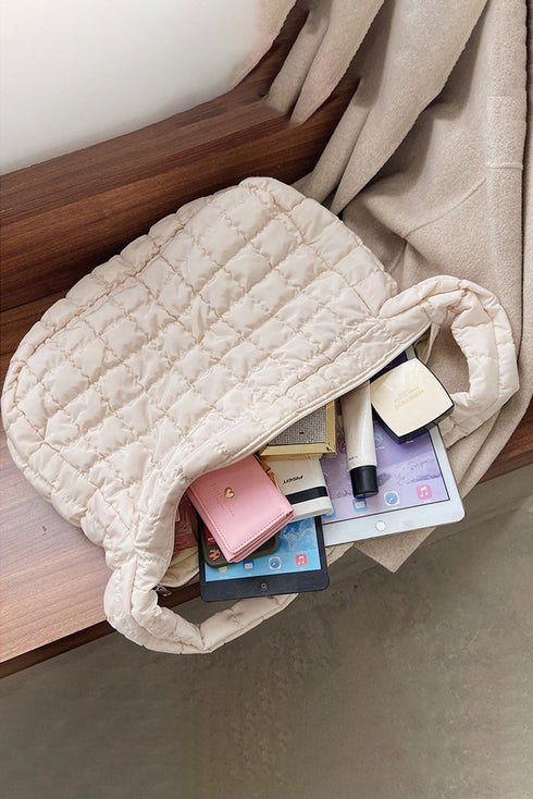 Large Quilted Texture Puffer Style Shoulder Bag