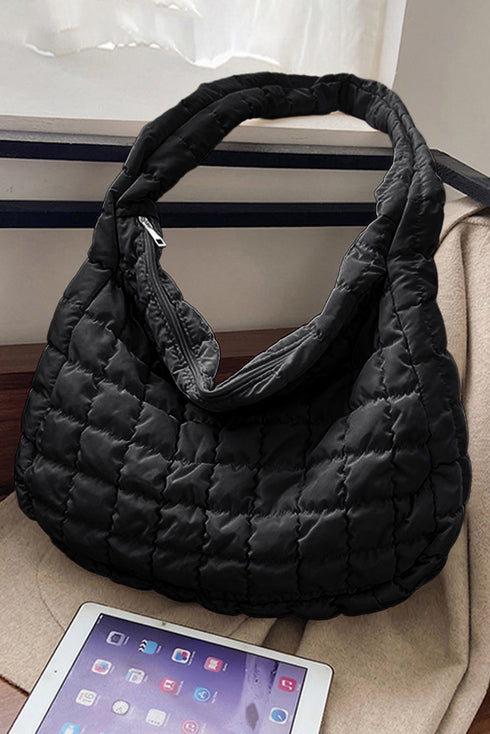 Large Quilted Texture Puffer Style Shoulder Bag
