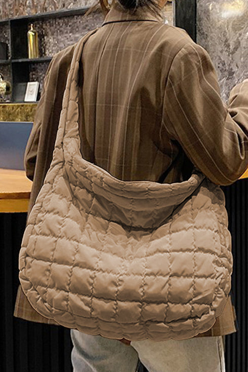 Large Quilted Texture Puffer Style Shoulder Bag