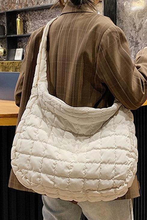 Large Quilted Texture Puffer Style Shoulder Bag