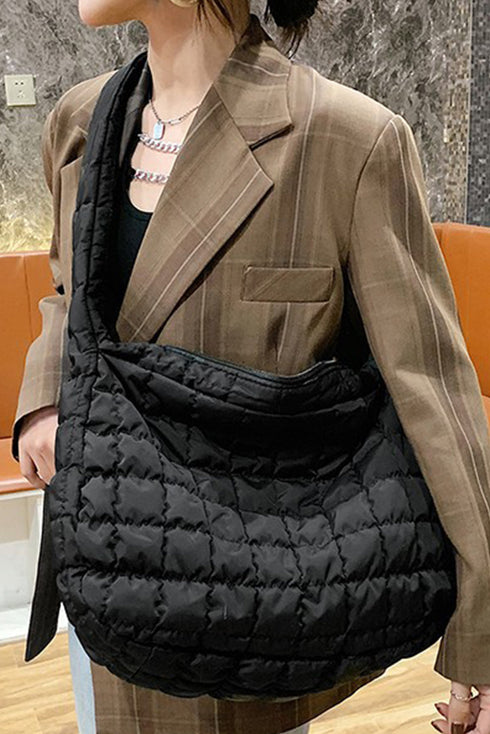 Large Quilted Texture Puffer Style Shoulder Bag