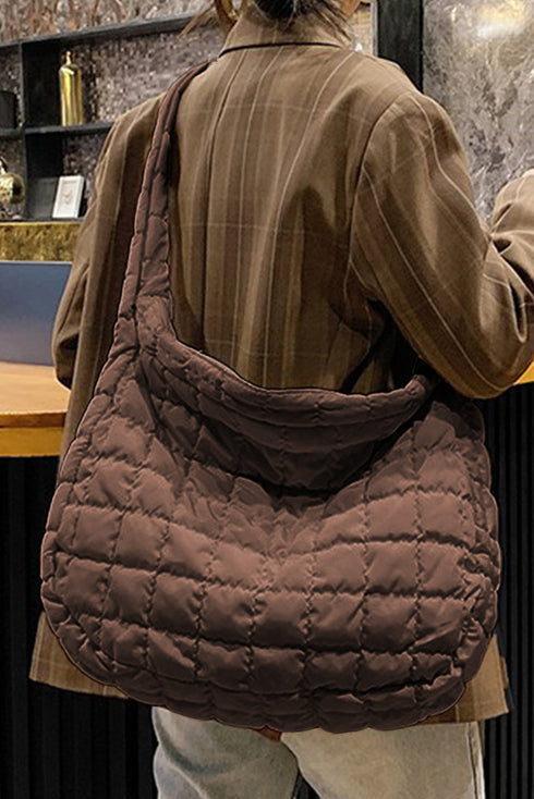 Large Quilted Texture Puffer Style Shoulder Bag