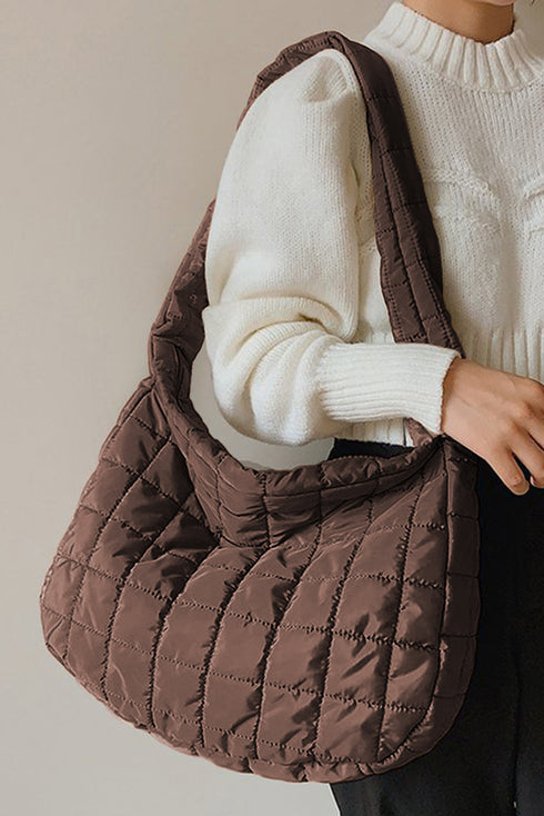 Large Quilted Texture Puffer Style Shoulder Bag