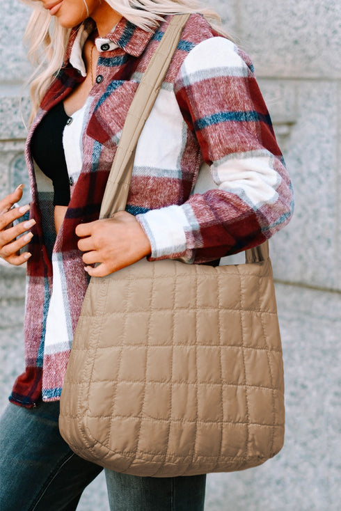 Large Quilted Texture Puffer Style Shoulder Bag