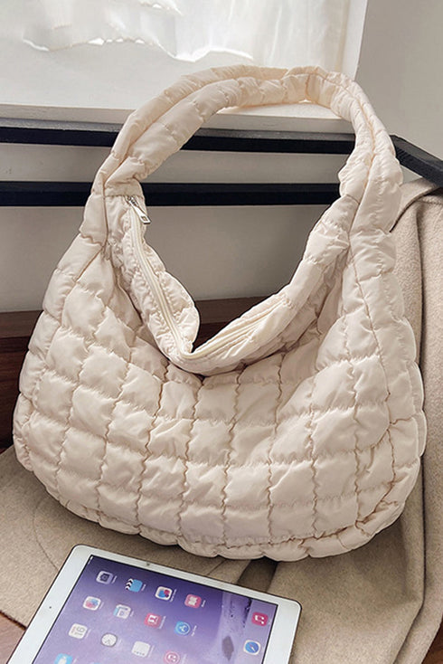 Large Quilted Texture Puffer Style Shoulder Bag