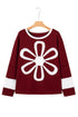Large Raw Edge Floral Applique Pullover Sweatshirt
