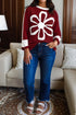 Large Raw Edge Floral Applique Pullover Sweatshirt