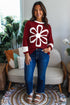 Large Raw Edge Floral Applique Pullover Sweatshirt