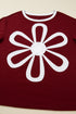 Large Raw Edge Floral Applique Pullover Sweatshirt