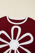 Large Raw Edge Floral Applique Pullover Sweatshirt