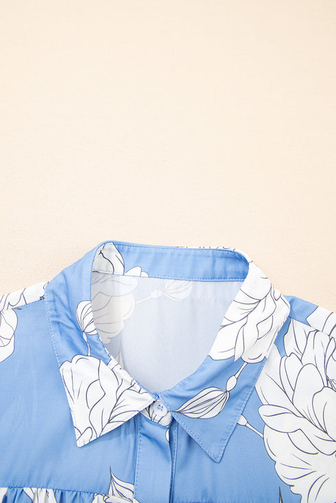 Large Scale Floral Print Button Down Shirt