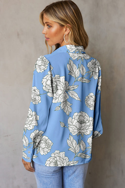 Large Scale Floral Print Button Down Shirt