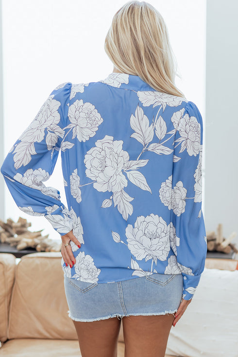 Large Scale Floral Print Button Down Shirt