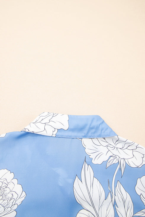 Large Scale Floral Print Button Down Shirt