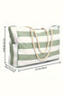 Large Striped Canvas Texture Rope Handle Tote Bag