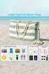 Large Striped Canvas Texture Rope Handle Tote Bag