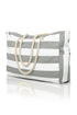 Large Striped Canvas Texture Rope Handle Tote Bag