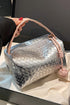 Lattice Texture Woven Handle Zippered Vanity Cosmetic Bag