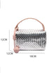 Lattice Texture Woven Handle Zippered Vanity Cosmetic Bag