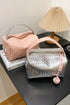 Lattice Texture Woven Handle Zippered Vanity Cosmetic Bag